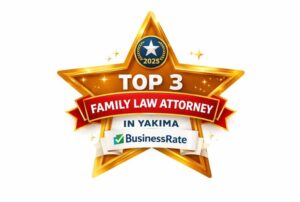 Top 3 Family Law Attorney in Yakima 2025 award badge from BusinessRate, displayed as a gold star.